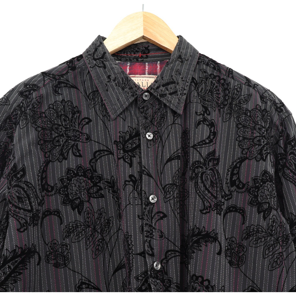 Vintage Italia Men's Velvet Floral Button Down Long Sleeve Shirt Sz XL - Picture 3 of 9